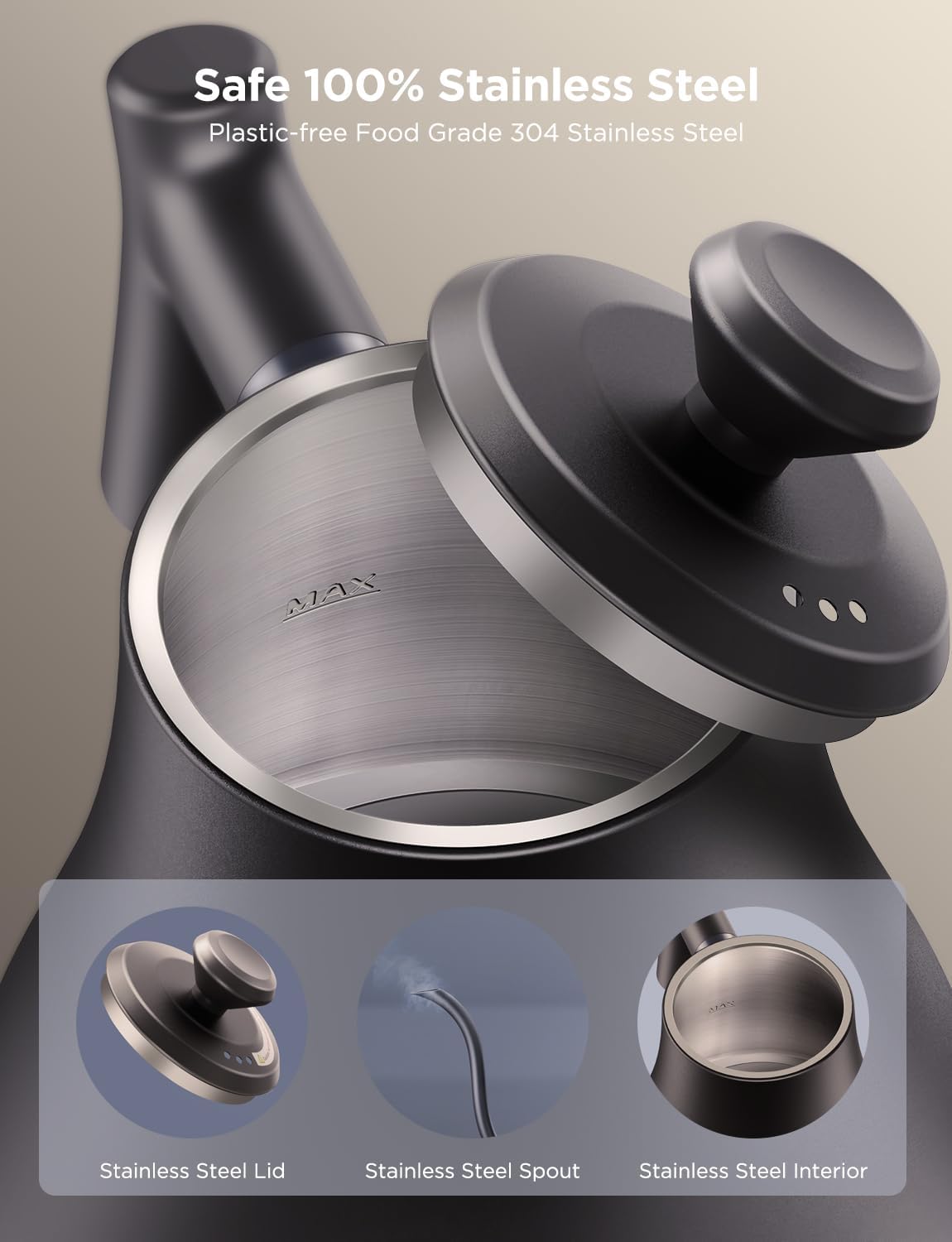 1760825586_Govee-Smart-Electric-Kettle-WiFi-Variable-Temperature-Gooseneck-Pour-Over-Kettle-and-Tea-Kettle-Alexa-Control-1200W-Quick-Heating-100-Stainless-Steel-0.8L-Matte-Black.jpg Govee Smart Electric Kettle, WiFi Variable Temperature Gooseneck Pour Over Kettle and Tea Kettle, Alexa Control, 1200W Quick Heating, 100% Stainless Steel, 0.8L, Matte Black - Image 6