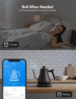 Govee Smart Electric Kettle, WiFi Variable Temperature Gooseneck Pour Over Kettle and Tea Kettle, Alexa Control, 1200W Quick Heating, 100% Stainless Steel, 0.8L, Matte Black - Image 7