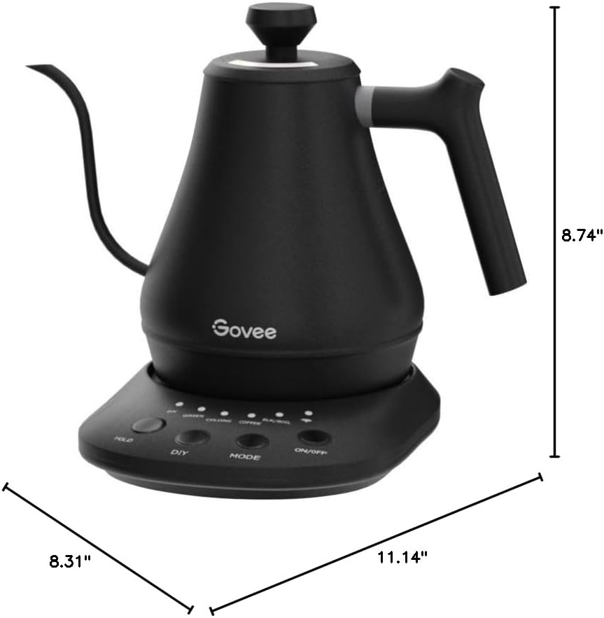 1760825591_Govee-Smart-Electric-Kettle-WiFi-Variable-Temperature-Gooseneck-Pour-Over-Kettle-and-Tea-Kettle-Alexa-Control-1200W-Quick-Heating-100-Stainless-Steel-0.8L-Matte-Black.jpg Govee Smart Electric Kettle, WiFi Variable Temperature Gooseneck Pour Over Kettle and Tea Kettle, Alexa Control, 1200W Quick Heating, 100% Stainless Steel, 0.8L, Matte Black - Image 10