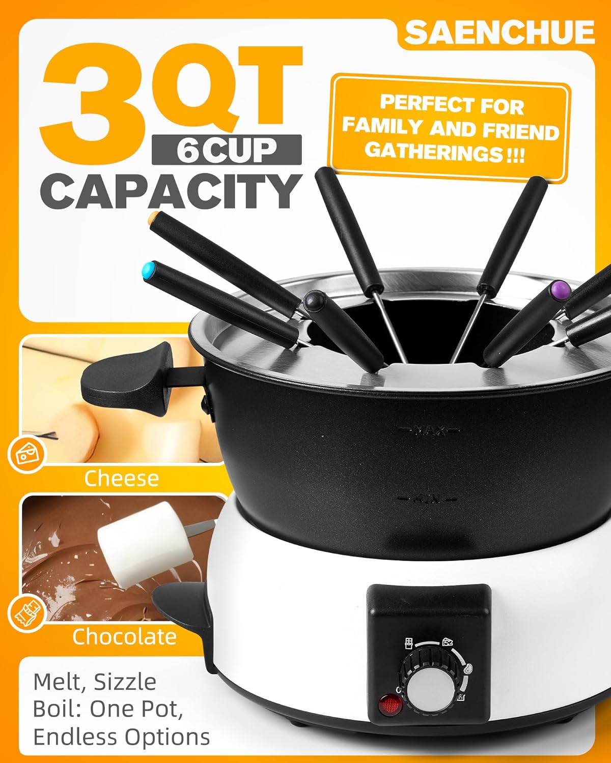 1760825869_3-Quart-Electric-Fondue-Pot-Set-–-Stainless-Steel-Fondue-Pot-with-8-Color-Coded-Forks-3-Mode-Adjustable-Temperature-Control-for-Cheese-Chocolate-Oil-and-Hotpot-Model-FD-10B.jpg 3-Quart Electric Fondue Pot Set – Stainless Steel Fondue Pot with 8 Color-Coded Forks, 3-Mode Adjustable Temperature Control for Cheese, Chocolate, Oil, and Hotpot, Model FD-10B - Image 3
