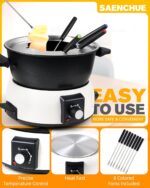 3-Quart Electric Fondue Pot Set – Stainless Steel Fondue Pot with 8 Color-Coded Forks, 3-Mode Adjustable Temperature Control for Cheese, Chocolate, Oil, and Hotpot, Model FD-10B - Image 4