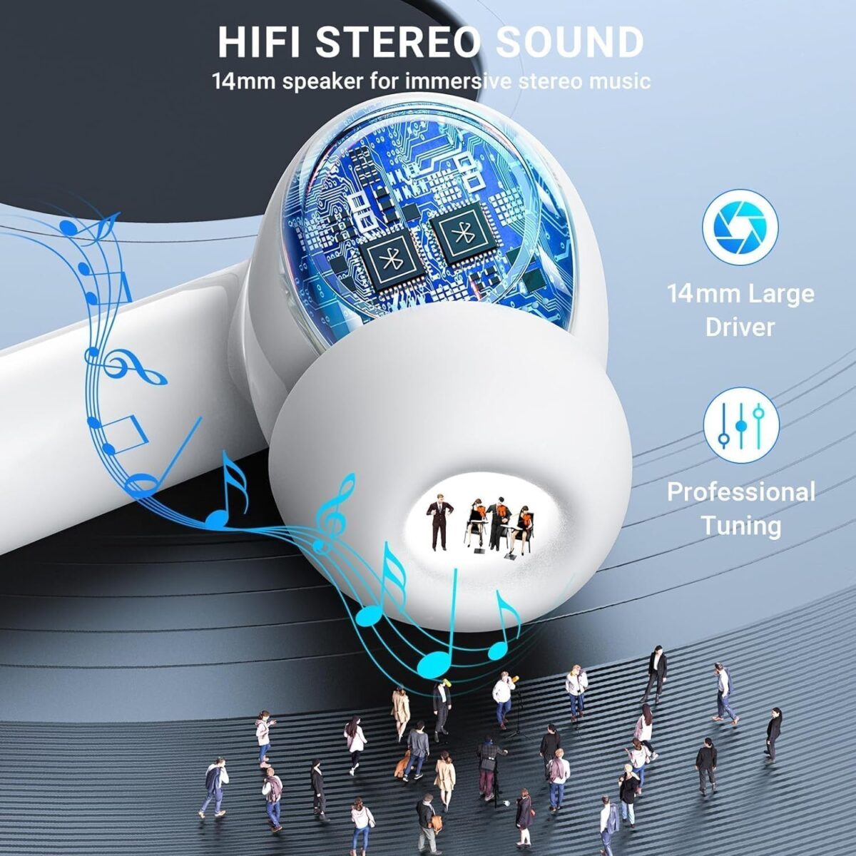 Wireless Earbuds Bluetooth 5.0 Headphones Noise Cancelling Air Buds Pods 3D Stereo Ear pods in-Ear Ear Buds with Deep Bass Earphones Sport Headsets for Android/Samsung/Apple iPhone - Image 5