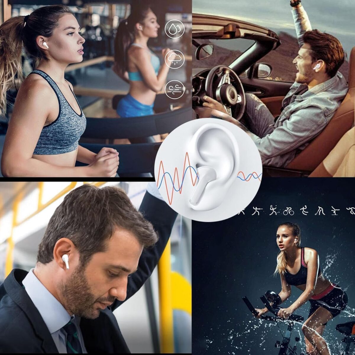 Wireless Earbuds Bluetooth 5.0 Headphones Noise Cancelling Air Buds Pods 3D Stereo Ear pods in-Ear Ear Buds with Deep Bass Earphones Sport Headsets for Android/Samsung/Apple iPhone - Image 7