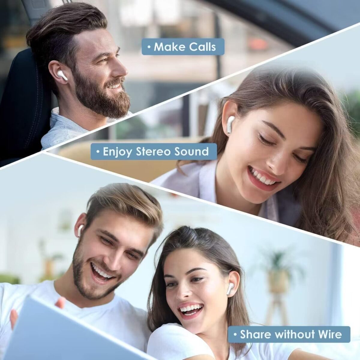 Wireless Earbuds Bluetooth 5.0 Headphones Noise Cancelling Air Buds Pods 3D Stereo Ear pods in-Ear Ear Buds with Deep Bass Earphones Sport Headsets for Android/Samsung/Apple iPhone - Image 8