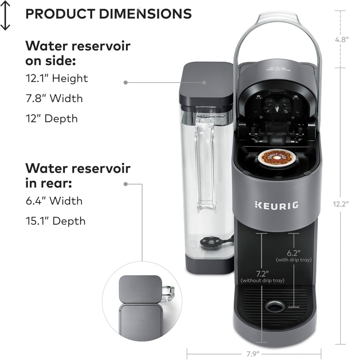 Keurig K-Supreme Single Serve K-Cup Pod Coffee Maker, MultiStream Technology, 4 Brew Sizes, 66oz Dual-Position Removable Reservoir, Gray - Image 11