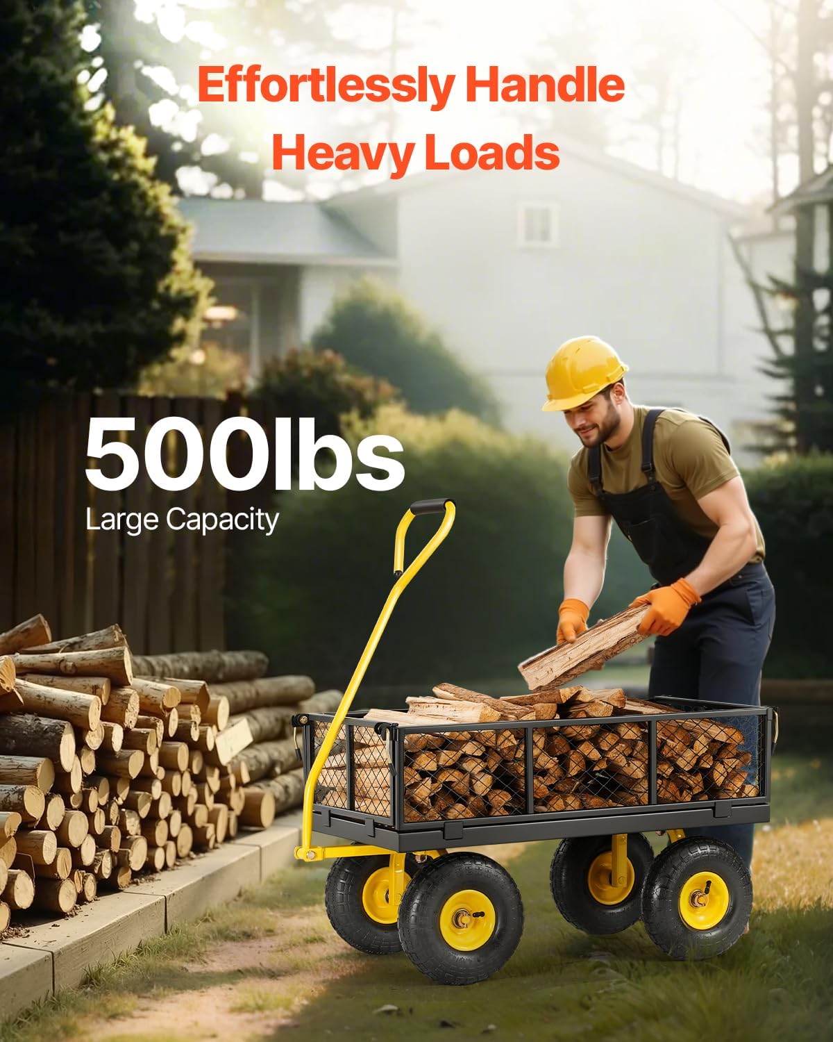 1760828516_VEVOR-500-Lbs-Steel-Garden-Cart-Heavy-Duty-Garden-Wagon-Cart-Pullable-on-Wheels-Metal-Yard-Utility-Wagon-Carts-with-10-All-Terrain-Tires-Mesh-Removable-Sides-and-180°Rotating-Handle.jpg VEVOR 500 Lbs Steel Garden Cart, Heavy Duty Garden Wagon Cart Pullable on Wheels, Metal Yard Utility Wagon Carts with 10" All Terrain Tires, Mesh Removable Sides and 180°Rotating Handle - Image 3