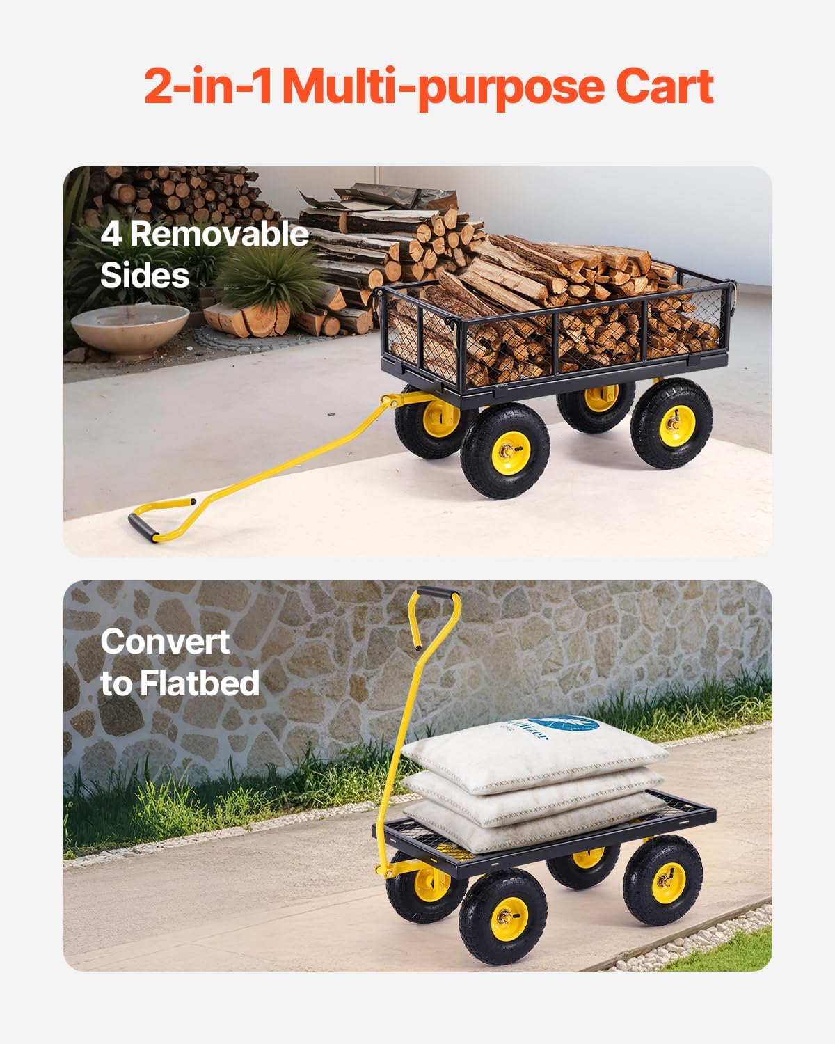 1760828517_VEVOR-500-Lbs-Steel-Garden-Cart-Heavy-Duty-Garden-Wagon-Cart-Pullable-on-Wheels-Metal-Yard-Utility-Wagon-Carts-with-10-All-Terrain-Tires-Mesh-Removable-Sides-and-180°Rotating-Handle.jpg VEVOR 500 Lbs Steel Garden Cart, Heavy Duty Garden Wagon Cart Pullable on Wheels, Metal Yard Utility Wagon Carts with 10" All Terrain Tires, Mesh Removable Sides and 180°Rotating Handle - Image 4