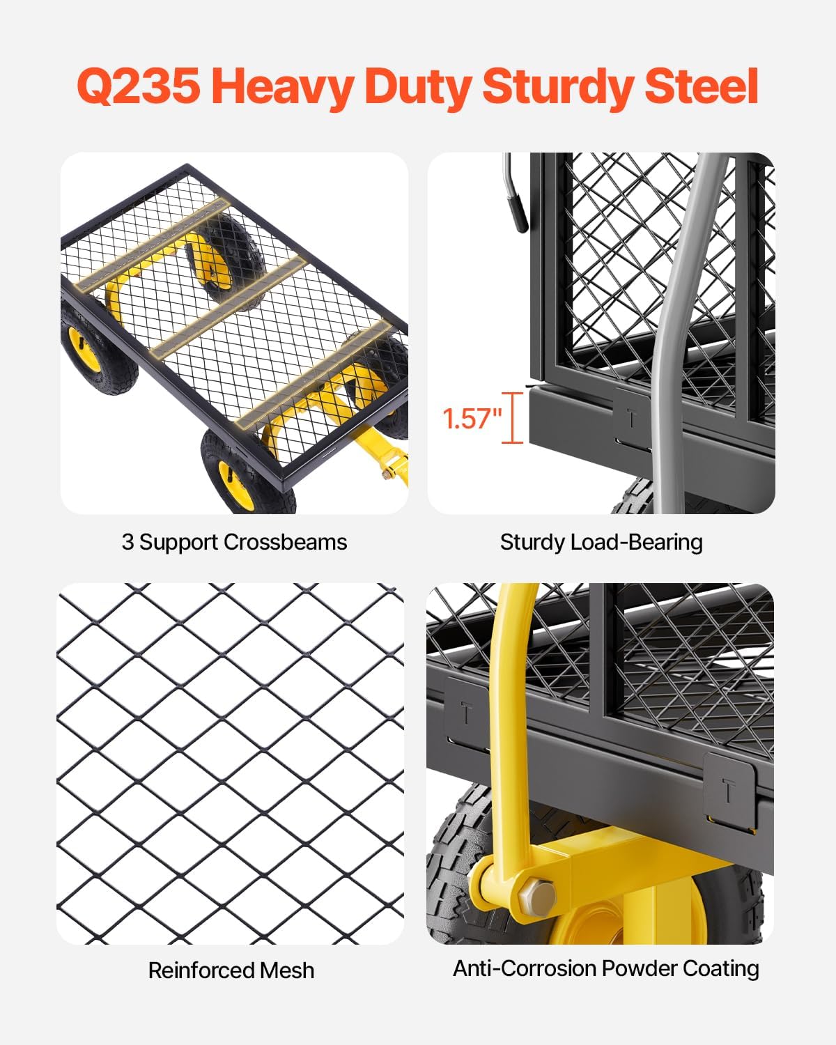 1760828518_VEVOR-500-Lbs-Steel-Garden-Cart-Heavy-Duty-Garden-Wagon-Cart-Pullable-on-Wheels-Metal-Yard-Utility-Wagon-Carts-with-10-All-Terrain-Tires-Mesh-Removable-Sides-and-180°Rotating-Handle.jpg VEVOR 500 Lbs Steel Garden Cart, Heavy Duty Garden Wagon Cart Pullable on Wheels, Metal Yard Utility Wagon Carts with 10" All Terrain Tires, Mesh Removable Sides and 180°Rotating Handle - Image 5
