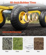 VEVOR 500 Lbs Steel Garden Cart, Heavy Duty Garden Wagon Cart Pullable on Wheels, Metal Yard Utility Wagon Carts with 10" All Terrain Tires, Mesh Removable Sides and 180°Rotating Handle - Image 6