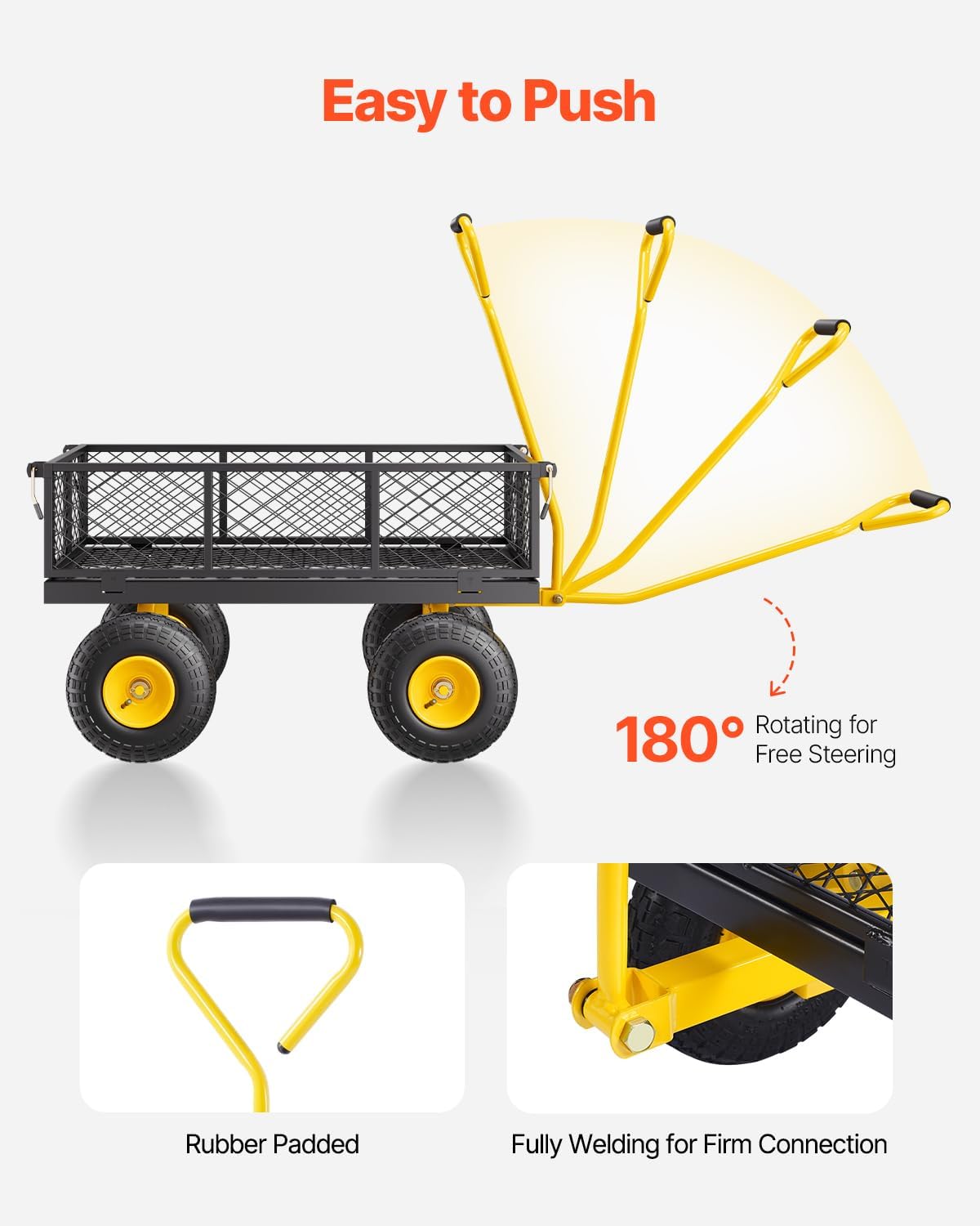 1760828521_VEVOR-500-Lbs-Steel-Garden-Cart-Heavy-Duty-Garden-Wagon-Cart-Pullable-on-Wheels-Metal-Yard-Utility-Wagon-Carts-with-10-All-Terrain-Tires-Mesh-Removable-Sides-and-180°Rotating-Handle.jpg VEVOR 500 Lbs Steel Garden Cart, Heavy Duty Garden Wagon Cart Pullable on Wheels, Metal Yard Utility Wagon Carts with 10" All Terrain Tires, Mesh Removable Sides and 180°Rotating Handle - Image 7