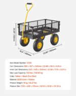 VEVOR 500 Lbs Steel Garden Cart, Heavy Duty Garden Wagon Cart Pullable on Wheels, Metal Yard Utility Wagon Carts with 10" All Terrain Tires, Mesh Removable Sides and 180°Rotating Handle - Image 8