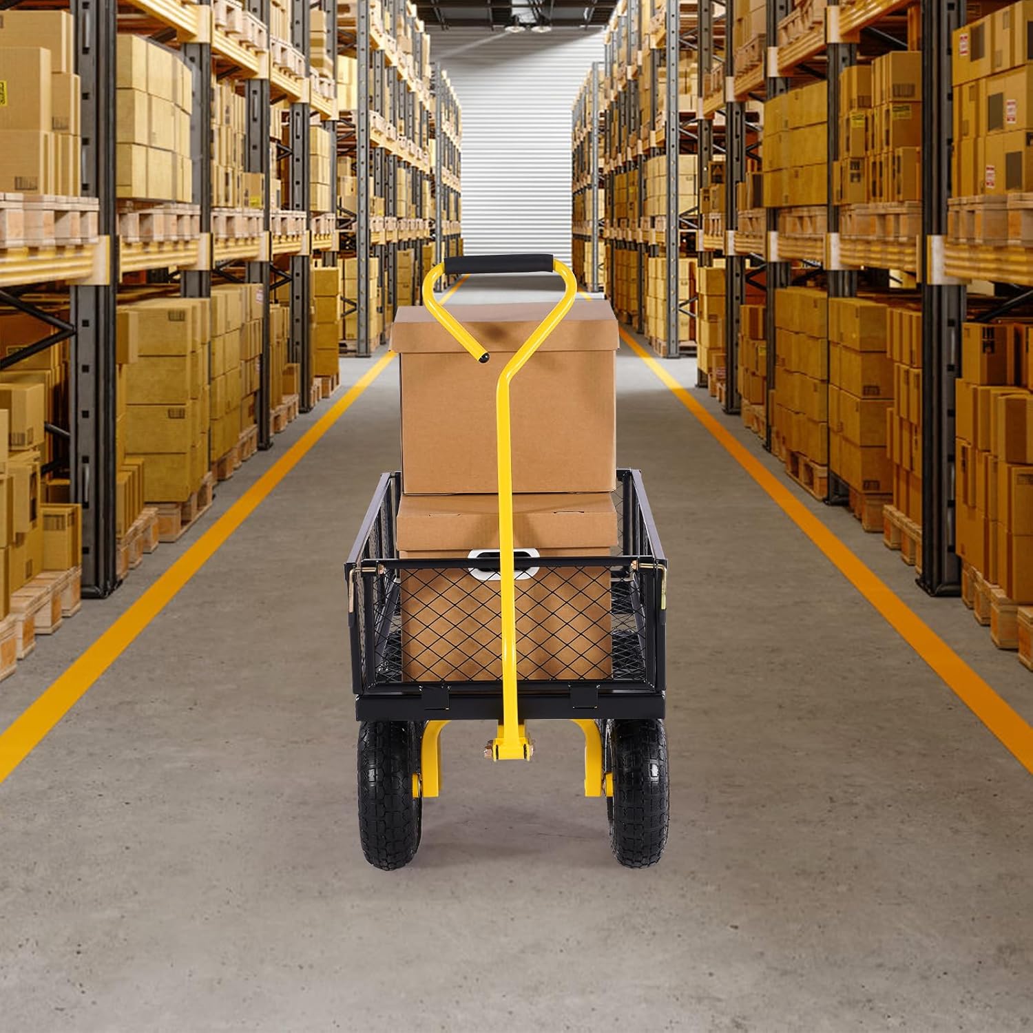 1760828523_VEVOR-500-Lbs-Steel-Garden-Cart-Heavy-Duty-Garden-Wagon-Cart-Pullable-on-Wheels-Metal-Yard-Utility-Wagon-Carts-with-10-All-Terrain-Tires-Mesh-Removable-Sides-and-180°Rotating-Handle.jpg VEVOR 500 Lbs Steel Garden Cart, Heavy Duty Garden Wagon Cart Pullable on Wheels, Metal Yard Utility Wagon Carts with 10" All Terrain Tires, Mesh Removable Sides and 180°Rotating Handle - Image 9