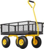 VEVOR 500 Lbs Steel Garden Cart, Heavy Duty Garden Wagon Cart Pullable on Wheels, Metal Yard Utility Wagon Carts with 10" All Terrain Tires, Mesh Removable Sides and 180°Rotating Handle - Image 10