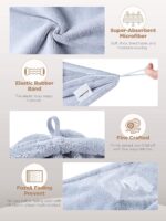 Hicober Microfiber Hair Towel,Turbans for Drying Wet Hair, Anti Frizz Hair Wrap Towels for Curly Hair Women (Blue,Grey,Pink) , 3 packs - Image 4