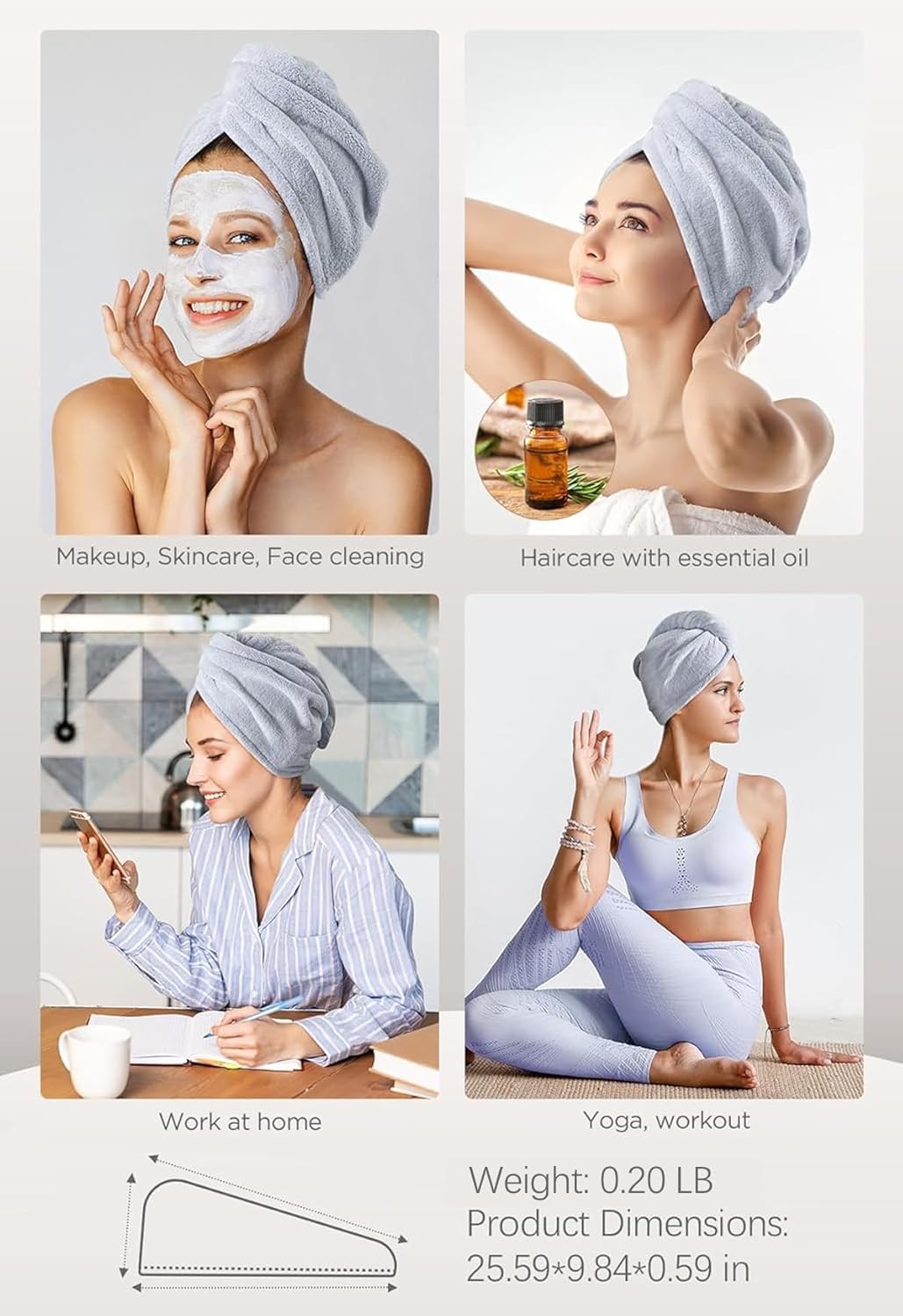 1760831354_Hicober-Microfiber-Hair-TowelTurbans-for-Drying-Wet-Hair-Anti-Frizz-Hair-Wrap-Towels-for-Curly-Hair-Women-BlueGreyPink-3-packs.jpg Hicober Microfiber Hair Towel,Turbans for Drying Wet Hair, Anti Frizz Hair Wrap Towels for Curly Hair Women (Blue,Grey,Pink) , 3 packs - Image 7