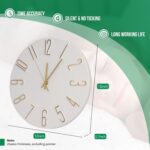 Wall Clock 12 Inch Silent Non-Ticking Imitation Wood Indoor Clock Round White Decor Clock Modern 3D Figures Quartz Wall Clocks for Home, Hotel, Office, School, Bedroom, Living Room, Kitchen - Image 4