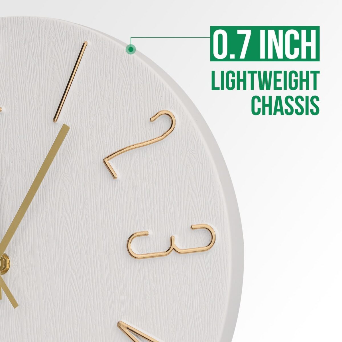 Wall Clock 12 Inch Silent Non-Ticking Imitation Wood Indoor Clock Round White Decor Clock Modern 3D Figures Quartz Wall Clocks for Home, Hotel, Office, School, Bedroom, Living Room, Kitchen - Image 5