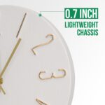 Wall Clock 12 Inch Silent Non-Ticking Imitation Wood Indoor Clock Round White Decor Clock Modern 3D Figures Quartz Wall Clocks for Home, Hotel, Office, School, Bedroom, Living Room, Kitchen - Image 5