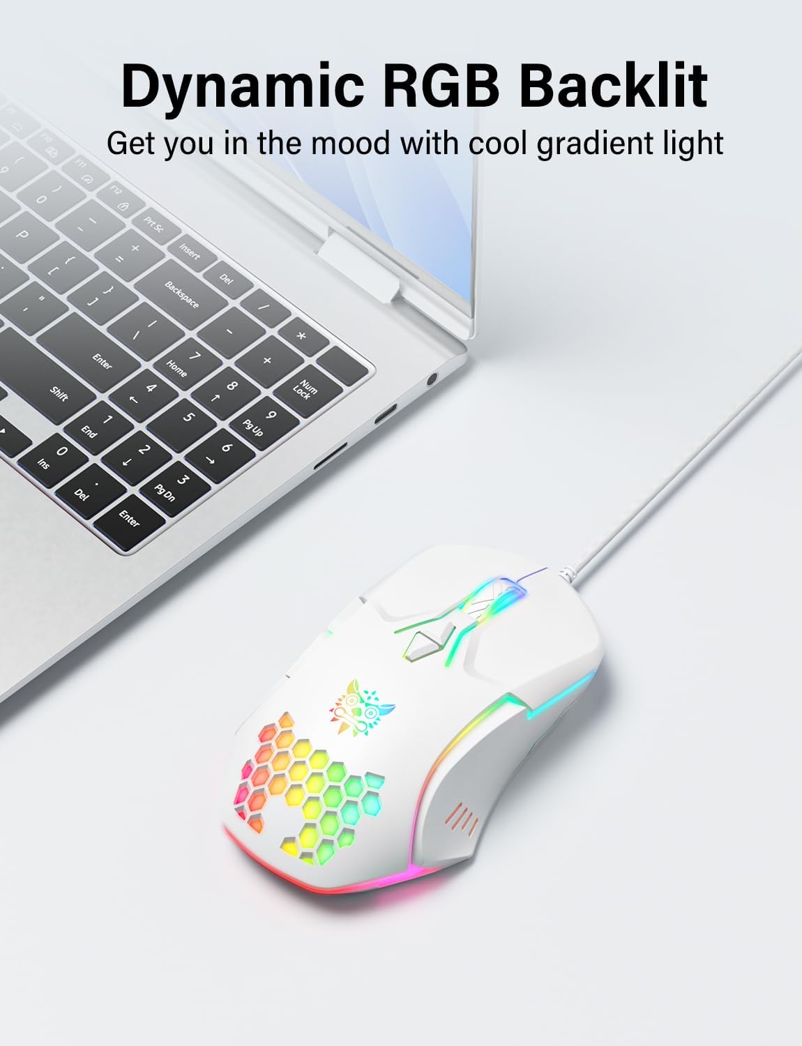 1760835241_Wired-USB-Mouse-Computer-Mouse-with-RGB-Lighting-4-Adjustable-DPI-Ergonomic-Optical-Office-Mouse-7-Buttons-Corded-Mice-for-WindowPCLaptopDesktopMacChromebook-White.jpg Wired USB Mouse, Computer Mouse with RGB Lighting, 4 Adjustable DPI, Ergonomic Optical Office Mouse, 7 Buttons Corded Mice for Window/PC/Laptop/Desktop/Mac/Chromebook, White - Image 3