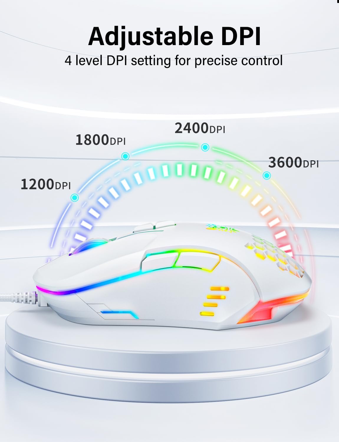 1760835244_Wired-USB-Mouse-Computer-Mouse-with-RGB-Lighting-4-Adjustable-DPI-Ergonomic-Optical-Office-Mouse-7-Buttons-Corded-Mice-for-WindowPCLaptopDesktopMacChromebook-White.jpg Wired USB Mouse, Computer Mouse with RGB Lighting, 4 Adjustable DPI, Ergonomic Optical Office Mouse, 7 Buttons Corded Mice for Window/PC/Laptop/Desktop/Mac/Chromebook, White - Image 5
