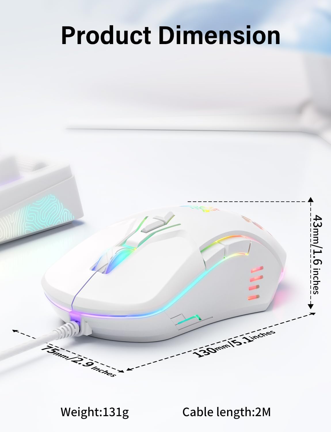 1760835246_Wired-USB-Mouse-Computer-Mouse-with-RGB-Lighting-4-Adjustable-DPI-Ergonomic-Optical-Office-Mouse-7-Buttons-Corded-Mice-for-WindowPCLaptopDesktopMacChromebook-White.jpg Wired USB Mouse, Computer Mouse with RGB Lighting, 4 Adjustable DPI, Ergonomic Optical Office Mouse, 7 Buttons Corded Mice for Window/PC/Laptop/Desktop/Mac/Chromebook, White - Image 7