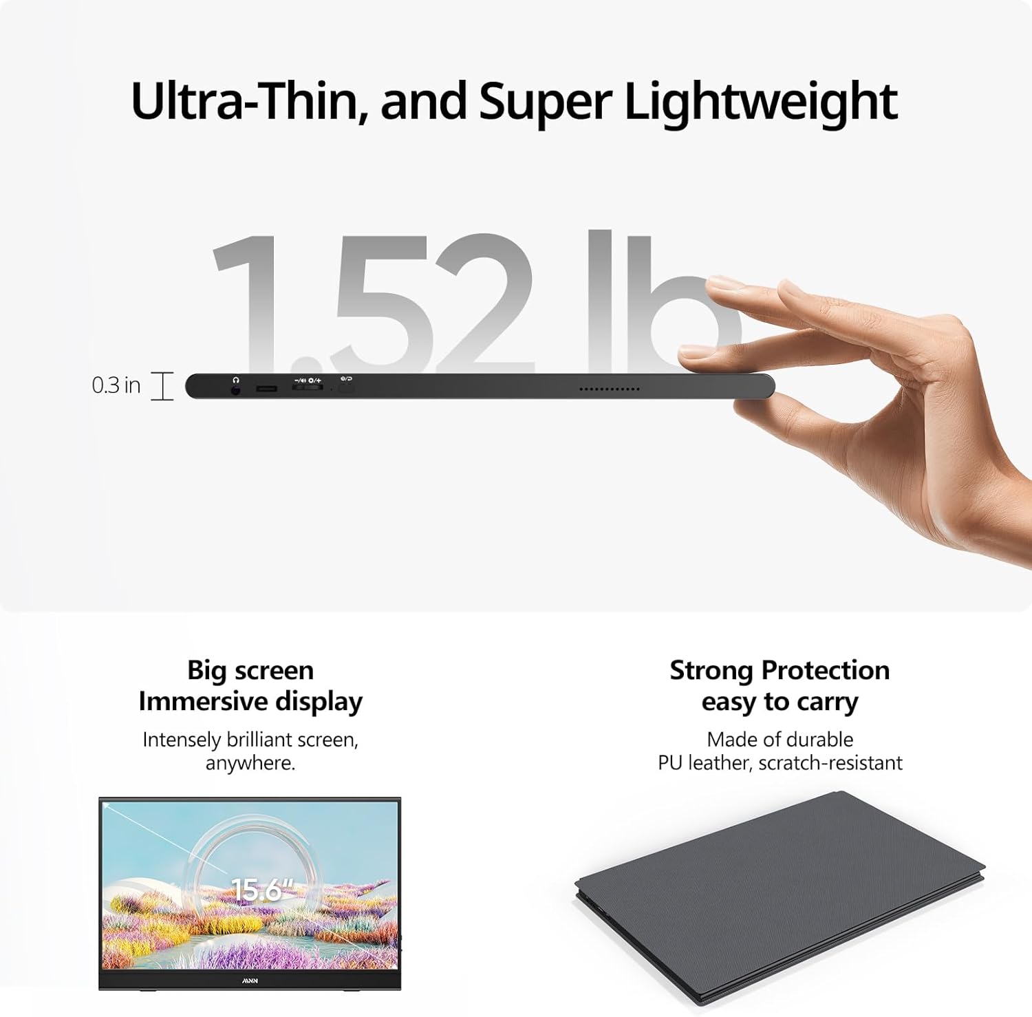 1760835871_MNN-Portable-Monitor-15.6inch-FHD-1080P-USB-C-HDMI-Gaming-Ultra-Slim-IPS-Display-wSmart-Cover-SpeakersHDR-PlugPlay-External-Monitor-for-Laptop-PC-Phone-Mac-15.6-1080P.jpg MNN Portable Monitor 15.6inch FHD 1080P USB C HDMI Gaming Ultra-Slim IPS Display w/Smart Cover & Speakers,HDR Plug&Play, External Monitor for Laptop PC Phone Mac (15.6'' 1080P) - Image 6