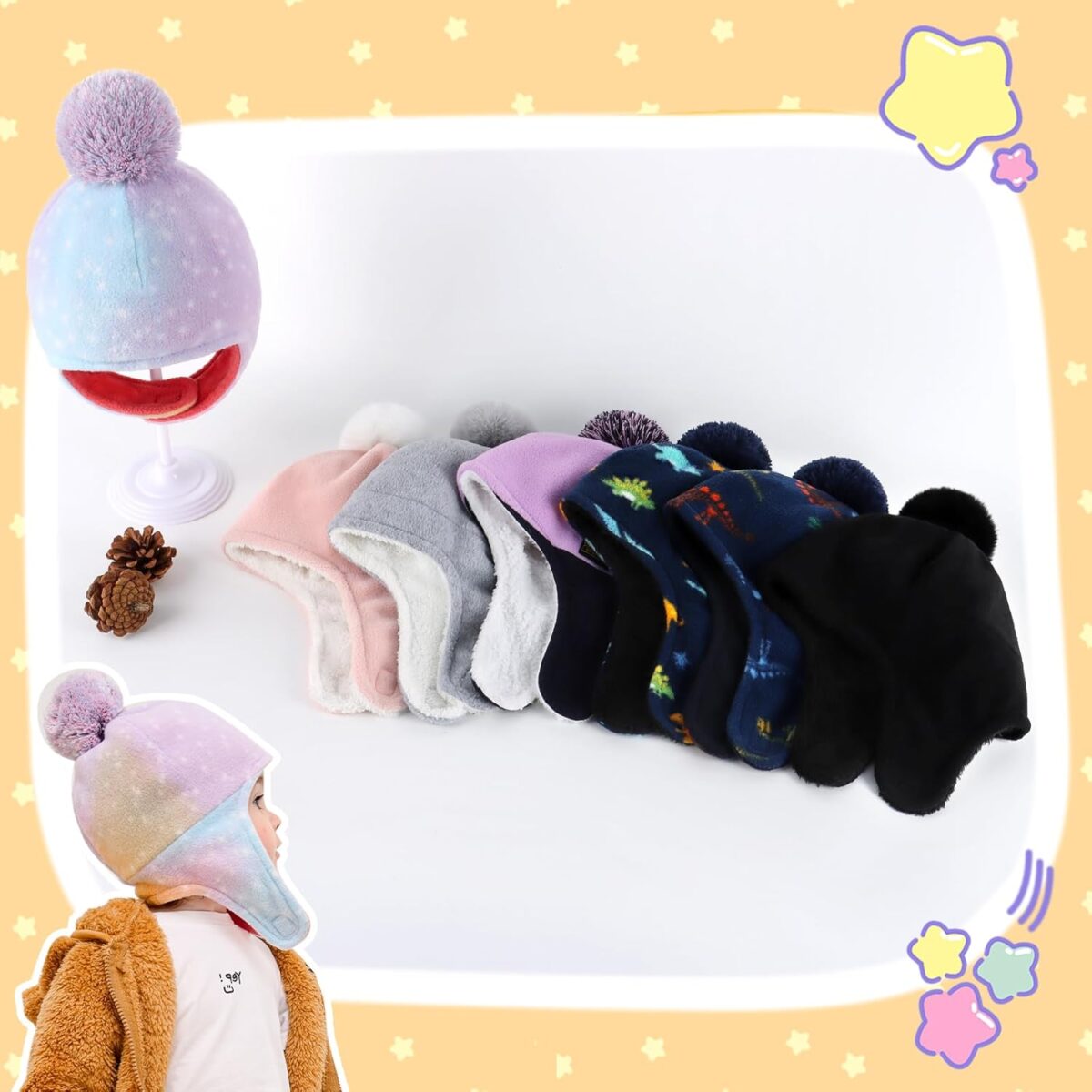 Baby Beanie Hat Pom Full Hood Hat Toddler Winter Hat Fleece Earflap Cap for 6M-4T Boys Girls Winter - Image 6
