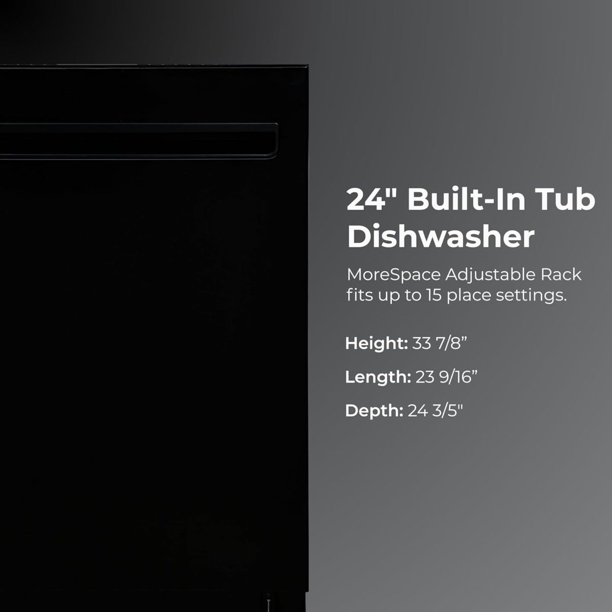 Kenmore 24" Built-in Stainless Steel Tub Dishwasher EasyFlex 3rd, SmartWash, UltraWash Plus, TurboDry, MoreSpace Adjustable Rack, Energy Star Certified, Black - Image 3