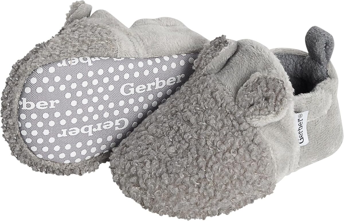Gerber unisex-baby Fleece Lined Non Skid Soft Slipper Booties With EarsSlipper - Image 3