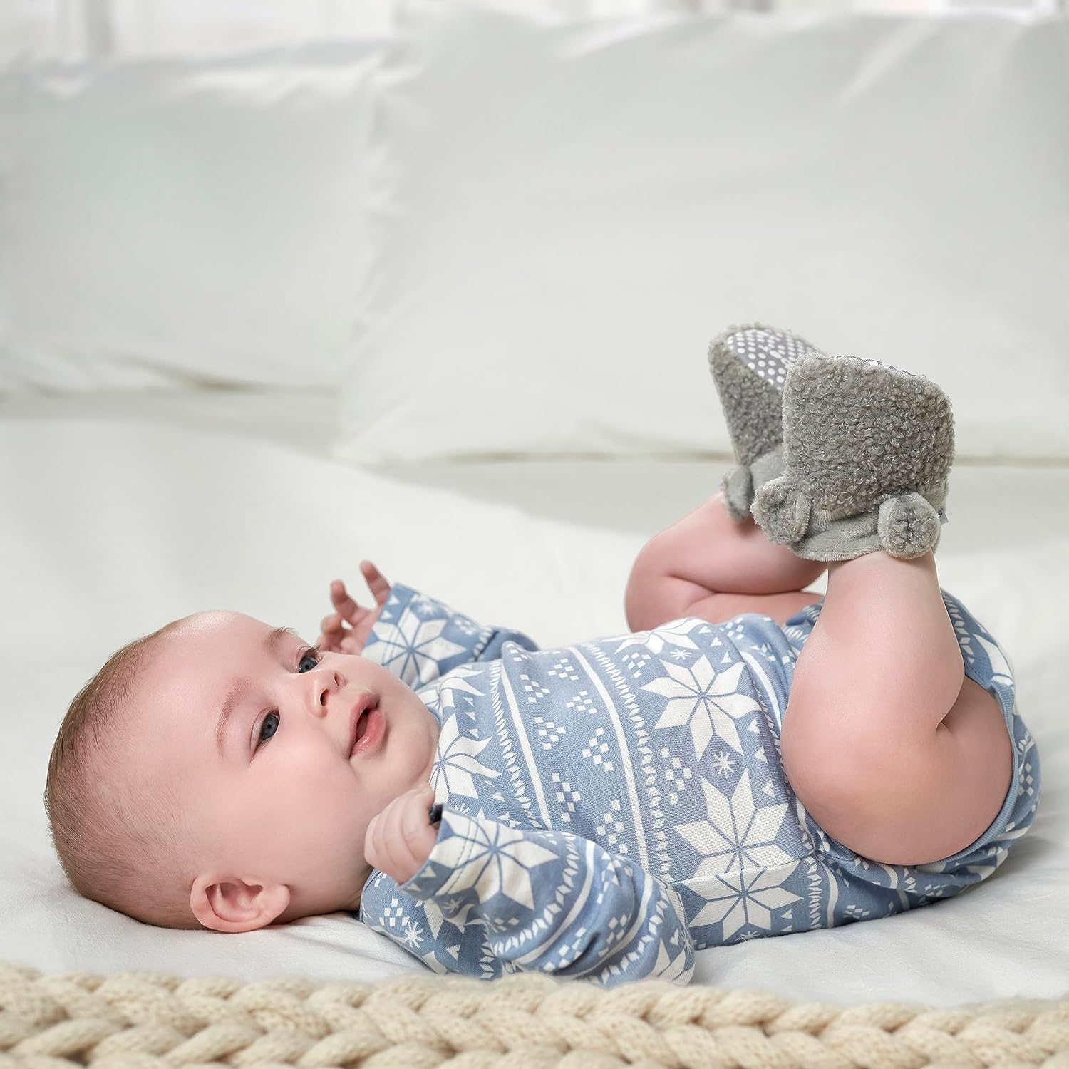1760903343_Gerber-unisex-baby-Fleece-Lined-Non-Skid-Soft-Slipper-Booties-With-EarsSlipper.jpg Gerber unisex-baby Fleece Lined Non Skid Soft Slipper Booties With EarsSlipper - Image 5