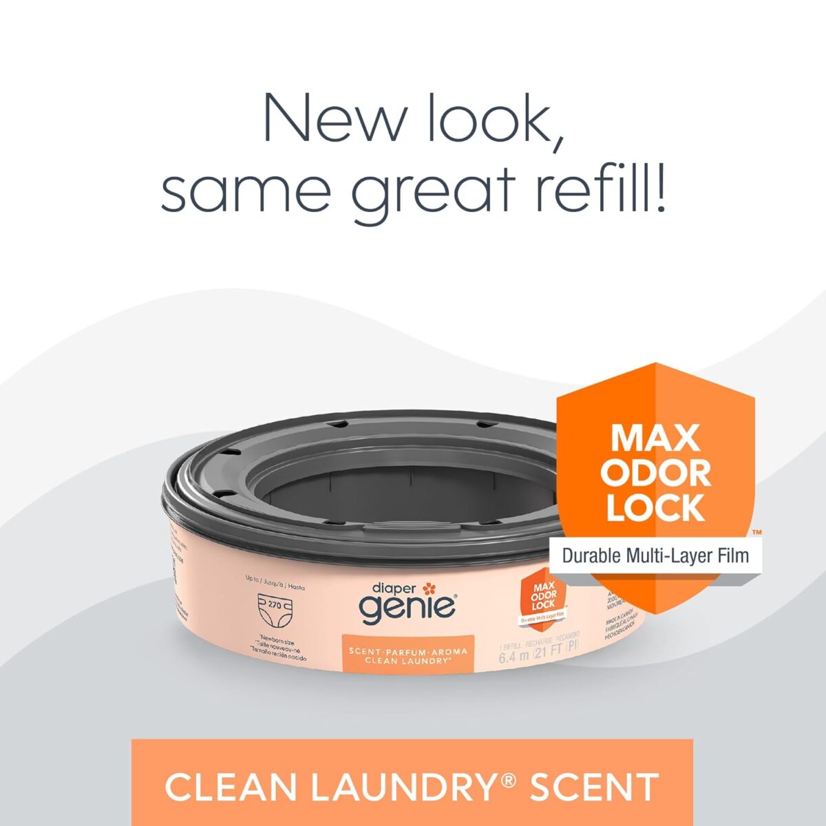 Diaper Genie Bags Refills 270 Count (Pack of 3) Clean Laundry Scent | Diaper Pail Refills with Max Odor Lock | Holds up to 810 Newborn Diapers - Image 3