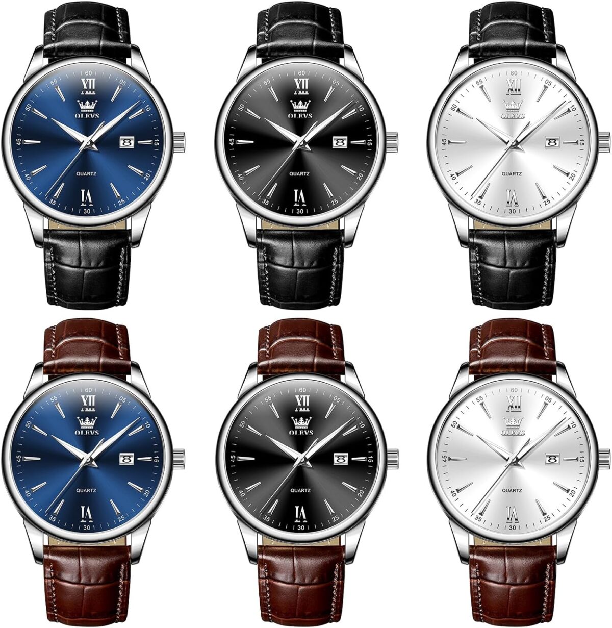OLEVS Men Leather Watch,Mens Wrist Watches,Big Face Watches for Men,Leather Band Watches for Men,Day Date Watches for Men,Waterproof Watches for Men,Men Classic Watch,Reloj para Hombres - Image 10