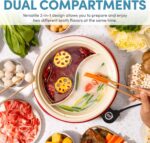 AROMA® Divided Electric Shabu Shabu Hot Pot with PFAS-Free Ceramic-Coated Pot (2.5 Quarts) - Image 3