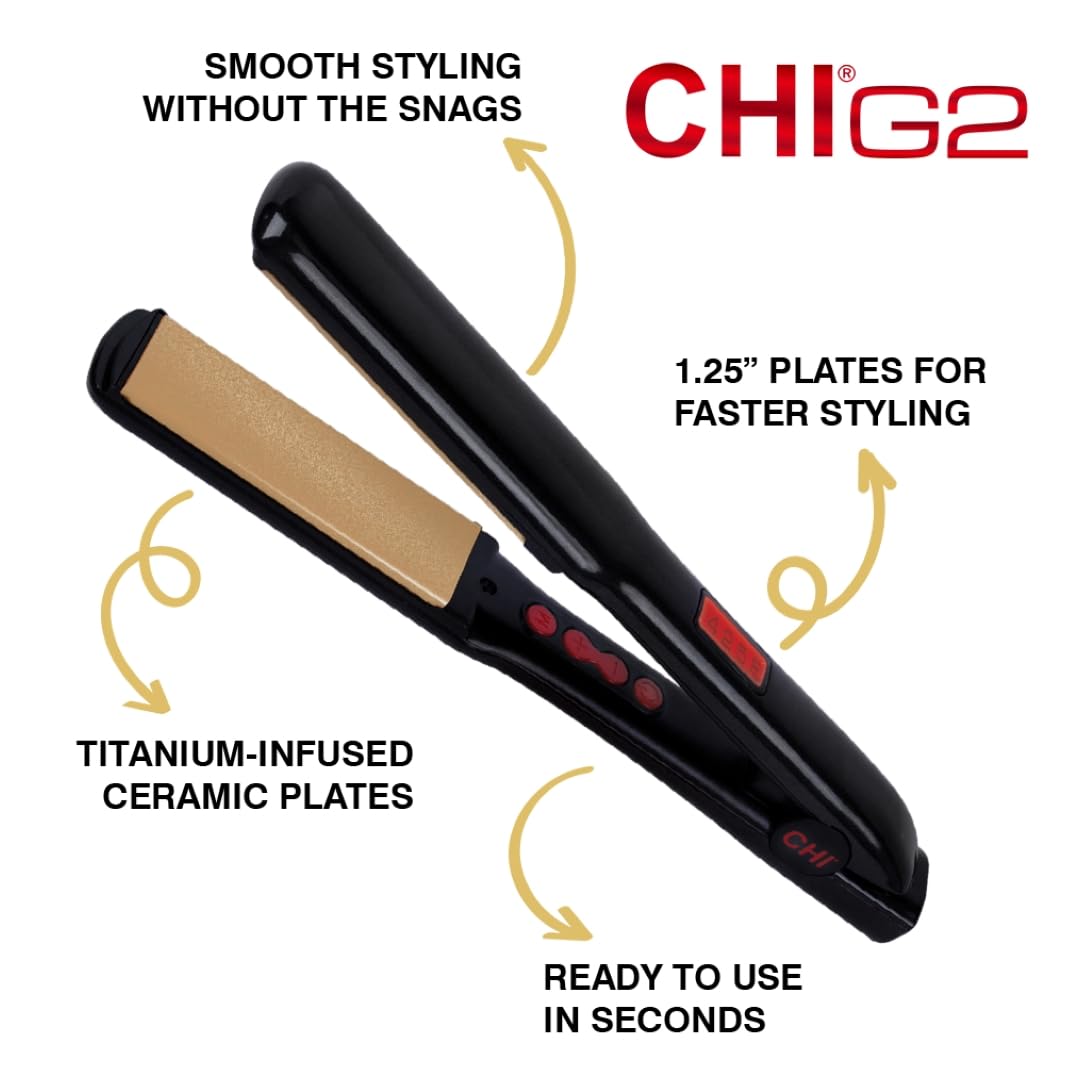 1760915822_CHI-G2-Flat-Iron-Hair-Straightener-For-A-Smooth-Finish-Ceramic-Heater-For-40-Second-Heat-Up-Durable-Design-1.25-Iron.jpg CHI G2 Flat Iron, Hair Straightener For A Smooth Finish, Ceramic Heater For 40 Second Heat Up, Durable Design, 1.25" Iron - Image 3