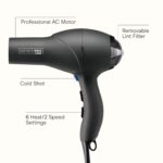 Infiniti PRO CONAIR Hair Dryer with Diffuser, Professional AC Motor, Tourmaline Ceramic Technology Blow Dryer, Includes Concentrator and Blowout Brush, Amazon Exclusive, Gray - Image 3