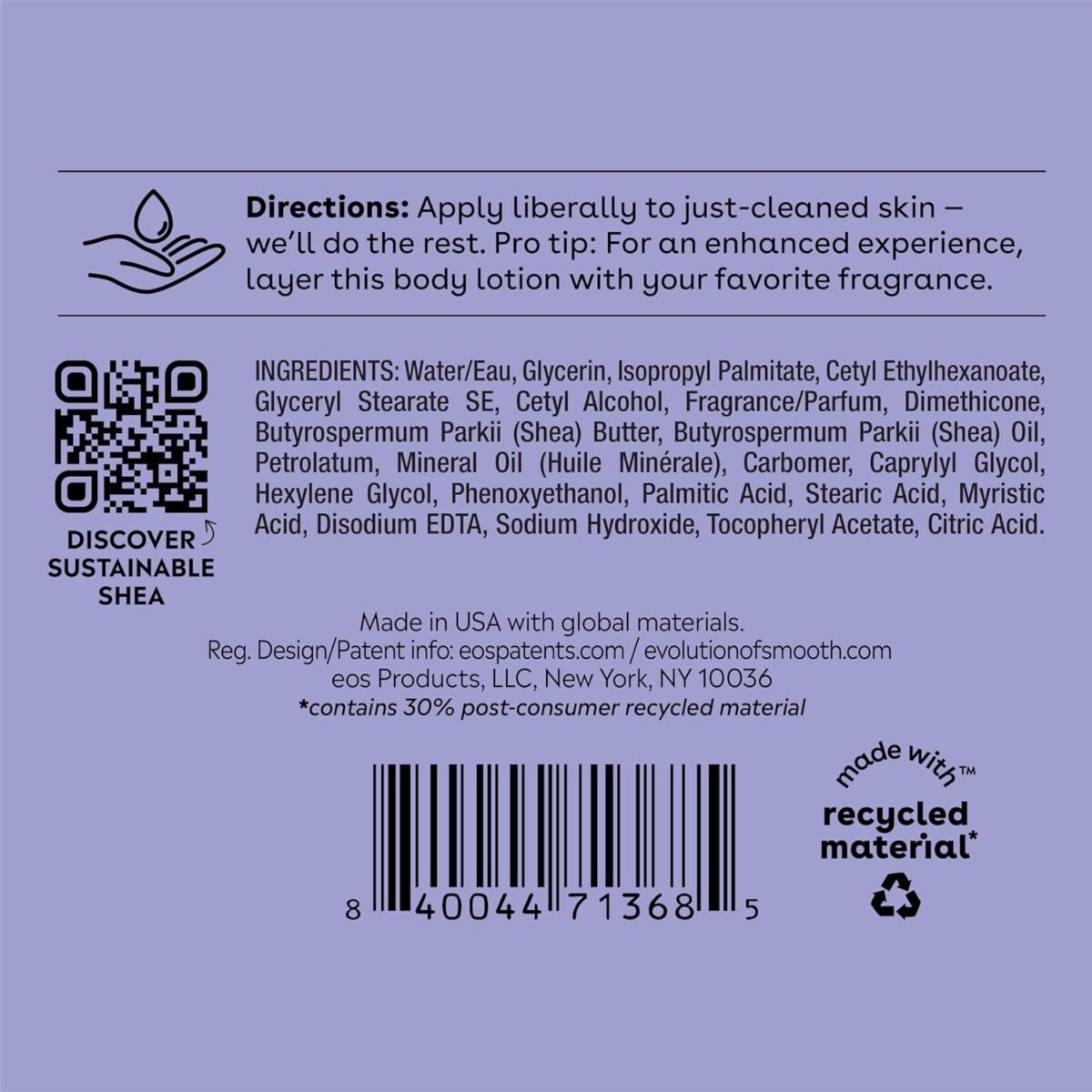 eos Shea Better Body Lotion Vanilla Cashmere, 24-Hour Moisture Skin Care, Lightweight & Non-Greasy, Natural Shea, Vegan, Vanilla Body Lotion, 16 fl oz - Image 10