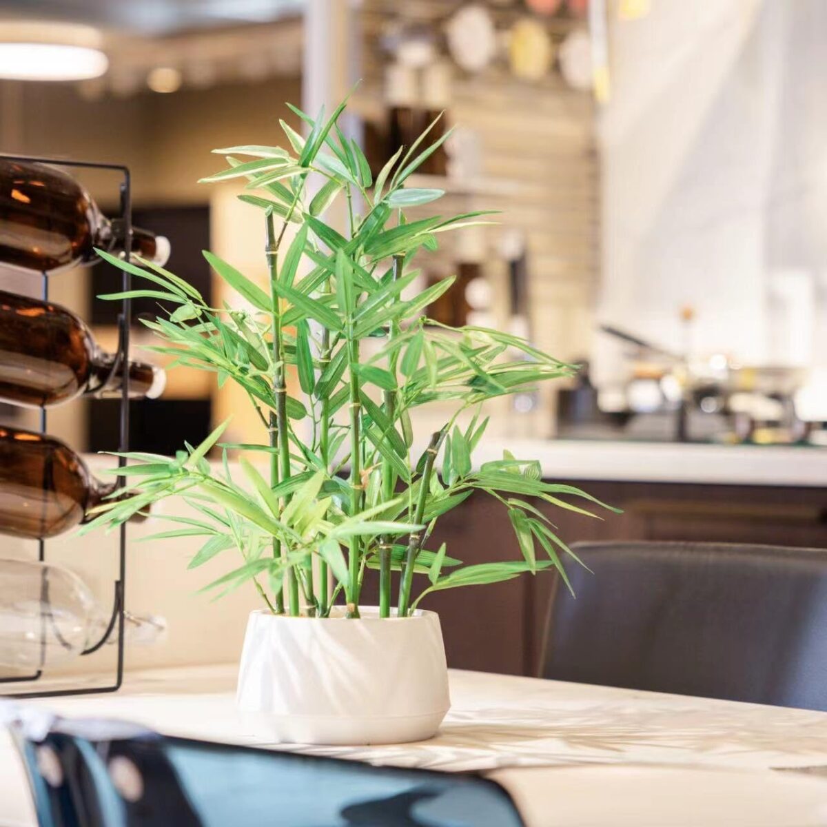 365 Blooming Decor 18 Inch Tall White Potted Faux Bamboo Plant - Luxury Artificial Bamboo in White Pot for Home, Office, Kitchen, Counter Top, Indoor Decor, Money Tree, Lucky Tree - Image 4