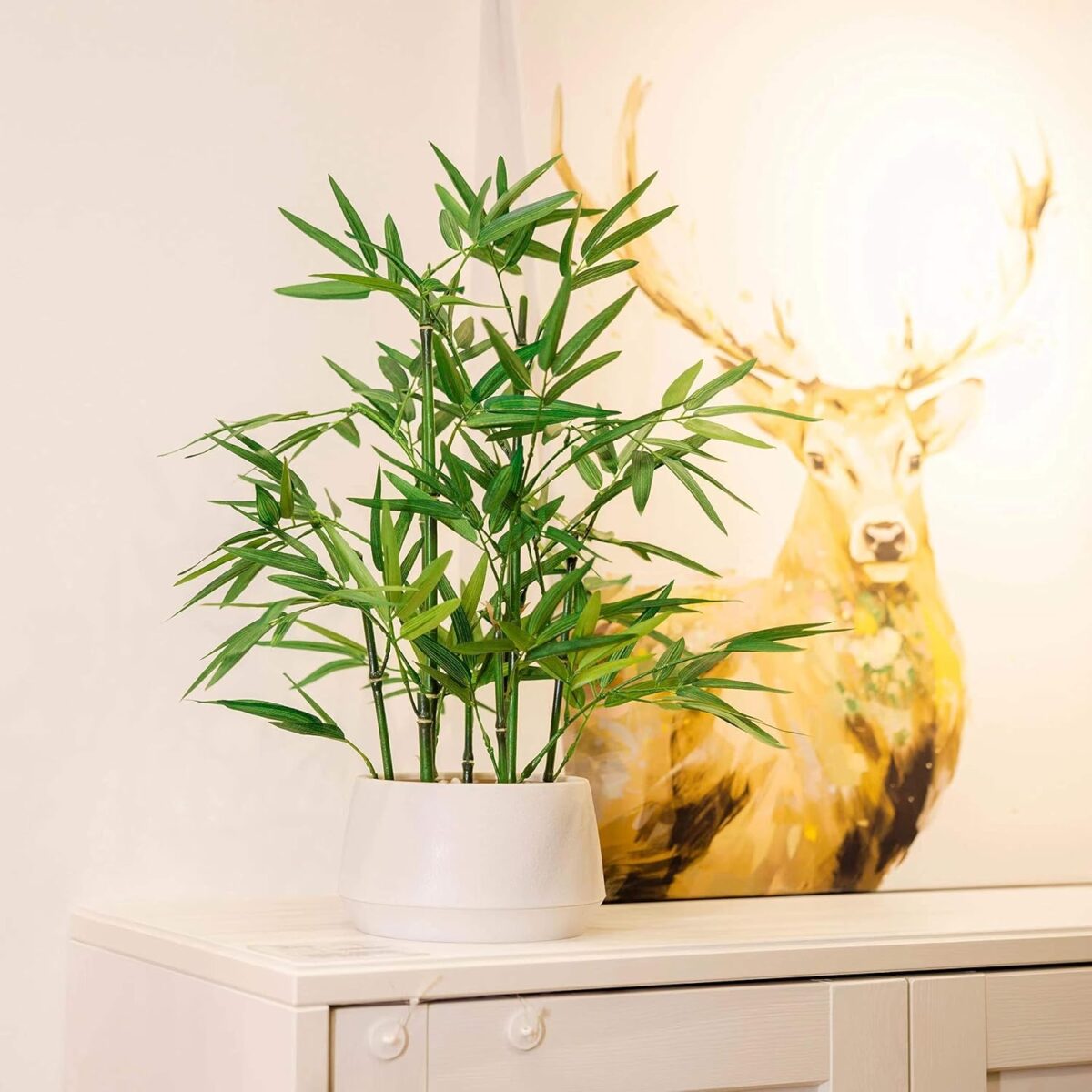 365 Blooming Decor 18 Inch Tall White Potted Faux Bamboo Plant - Luxury Artificial Bamboo in White Pot for Home, Office, Kitchen, Counter Top, Indoor Decor, Money Tree, Lucky Tree - Image 8