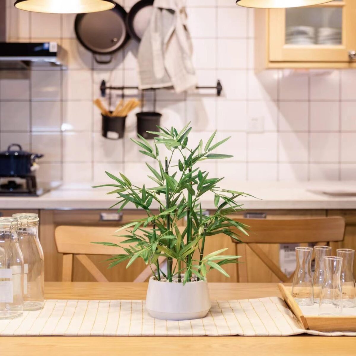 365 Blooming Decor 18 Inch Tall White Potted Faux Bamboo Plant - Luxury Artificial Bamboo in White Pot for Home, Office, Kitchen, Counter Top, Indoor Decor, Money Tree, Lucky Tree - Image 9