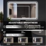 60x30 Large LED Bathroom Vanity Mirror - Black Aluminum Framed, Anti-Fog Illuminated, Stepless Dimmable, 3 Colors Smart (Horizontal/Vertical) - Image 5
