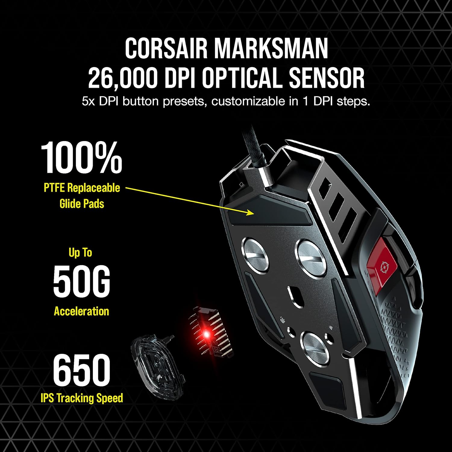 1760927831_Corsair-M65-RGB-Ultra-Tunable-FPS-Gaming-Mouse-Marksman-26000-DPI-Optical-Sensor-Optical-Switches-AXON-Hyper-Processing-Technology-Sensor-Fusion-Control-Tunable-Weight-System-Black.jpg Corsair M65 RGB Ultra Tunable FPS Gaming Mouse Marksman 26,000 DPI Optical Sensor, Optical Switches, AXON Hyper-Processing Technology, Sensor Fusion Control, Tunable Weight System - Black - Image 5