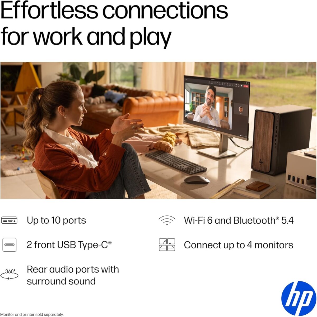 HP OmniDesk Desktop PC, Intel Core Ultra 7 265, 32 GB RAM, 2 TB SSD, Intel Graphics, Windows 11 Home, Microsoft Copilot, Dark Wood, M03-0060 (2025) - Image 5