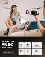 5K Video Camera Camcorder, UHD 64MP Vlogging Camera for YouTube with 3" 270° Rotatable Touch Screen, Digital Camera with IR Night Vision, 16X Zoom/WiFi/Webcam/HD/32GB Card/2 Batteries/Microphone - Image 3