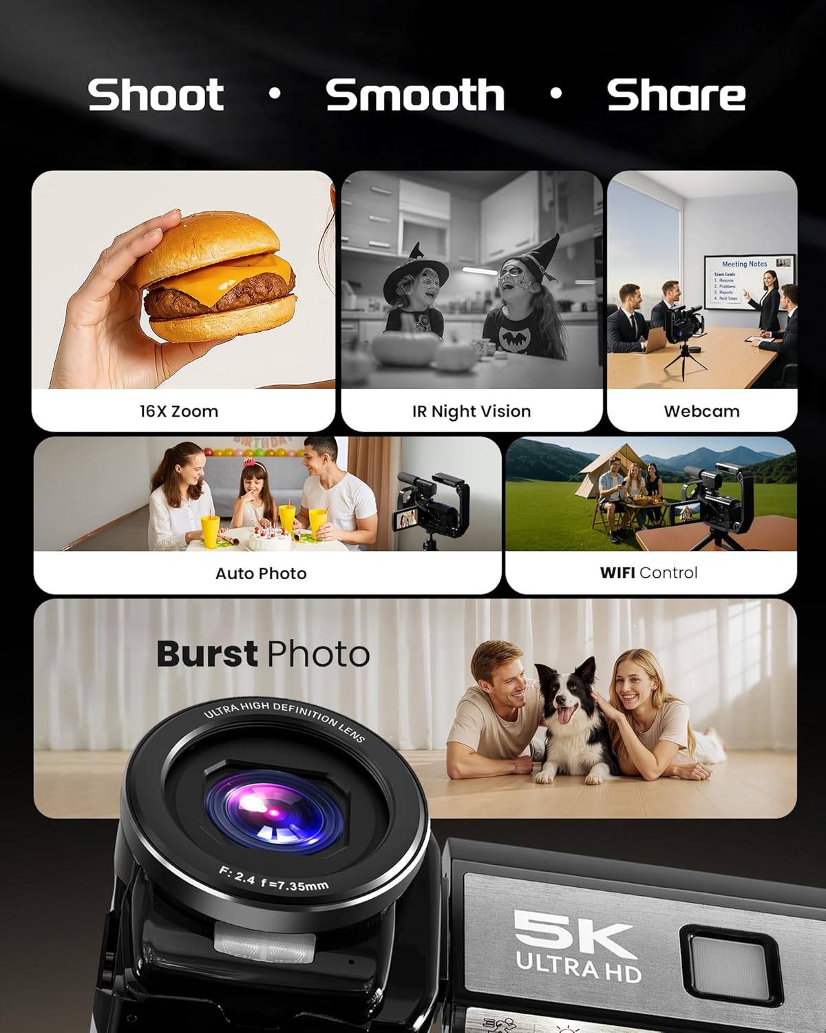 1760929093_5K-Video-Camera-Camcorder-UHD-64MP-Vlogging-Camera-for-YouTube-with-3-270°-Rotatable-Touch-Screen-Digital-Camera-with-IR-Night-Vision-16X-ZoomWiFiWebcamHD32GB-Card2-BatteriesMicrophone.jpg 5K Video Camera Camcorder, UHD 64MP Vlogging Camera for YouTube with 3" 270° Rotatable Touch Screen, Digital Camera with IR Night Vision, 16X Zoom/WiFi/Webcam/HD/32GB Card/2 Batteries/Microphone - Image 8