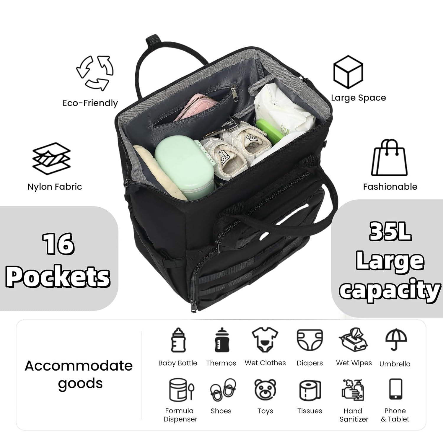 1760930071_Diaper-Bag-Backpack-for-Dad-and-Men-Large-Travel-Baby-Bag-with-Changing-Pad-Pacifier-Case-Removable-Flag-Patch-Baby-Shower-Gifts-Shadow-Black.jpg Diaper Bag Backpack for Dad and Men, Large Travel Baby Bag with Changing Pad, Pacifier Case, Removable Flag Patch - Baby Shower Gifts - Shadow Black - Image 5