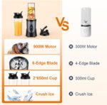 KOIOS Smoothie Blender, 900W Personal Blender for Shakes and Smoothies for Kitchen with 2 No-BPA 22oz Portable Cups, Single Serve Smoothies Maker Mixer for Juices, Nutritious Recipe (Grey Blue) - Image 4