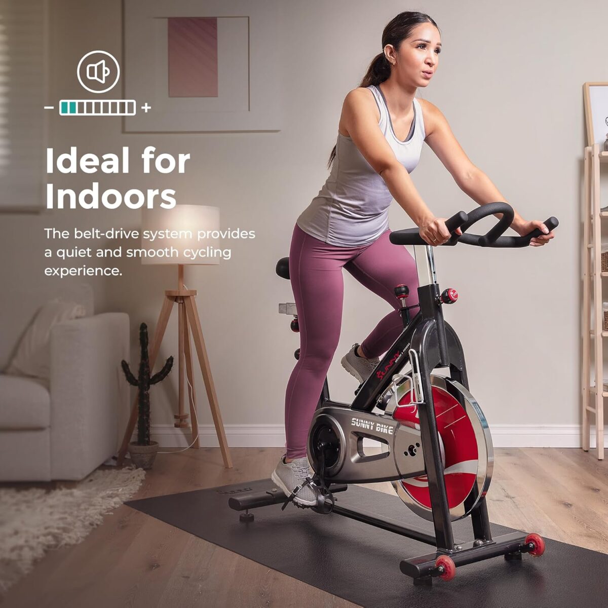 Sunny Health & Fitness Heavy-Duty Indoor Stationary Exercise Bike w/49 LB Flywheel & 275LB Capacity, 4-Way Adjustable Seat & Multi-Grip Handlebar for Cardio Training & Cycling workout at Home - Image 7