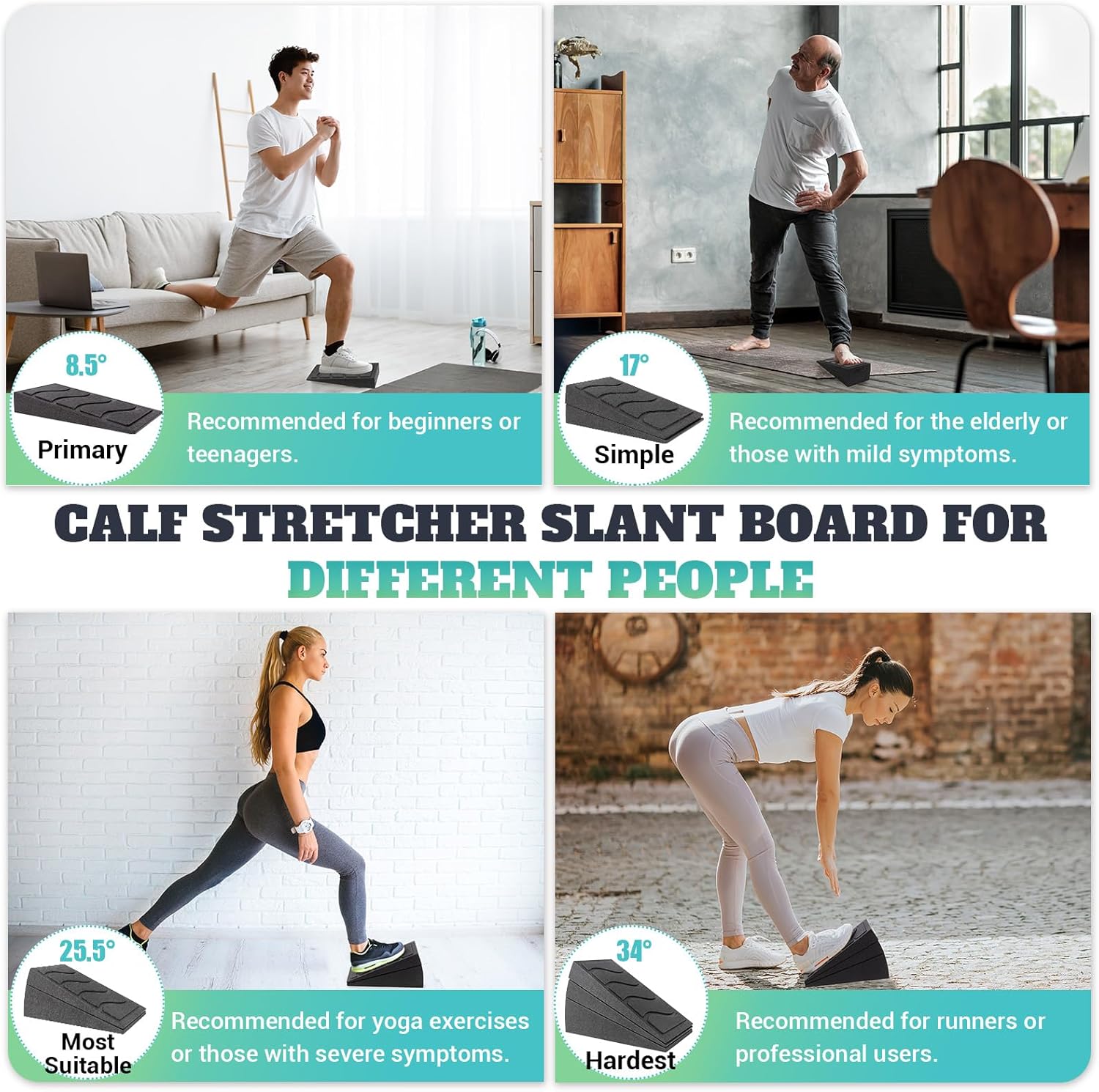 1760998806_Slant-Board-for-Calf-Stretching-5-Adjustable-Angles-Incline-Board-for-Squat-Wedge-480-lbs-Weight-Capacity-Calf-Stretch-Yoga-Foam-Wedge-for-Exercise-Squat-Ankle-Mobility-Physical-Therapy.jpg Slant Board for Calf Stretching, 5 Adjustable Angles Incline Board for Squat Wedge, 480 lbs Weight Capacity Calf Stretch Yoga Foam Wedge for Exercise, Squat, Ankle Mobility & Physical Therapy - Image 7