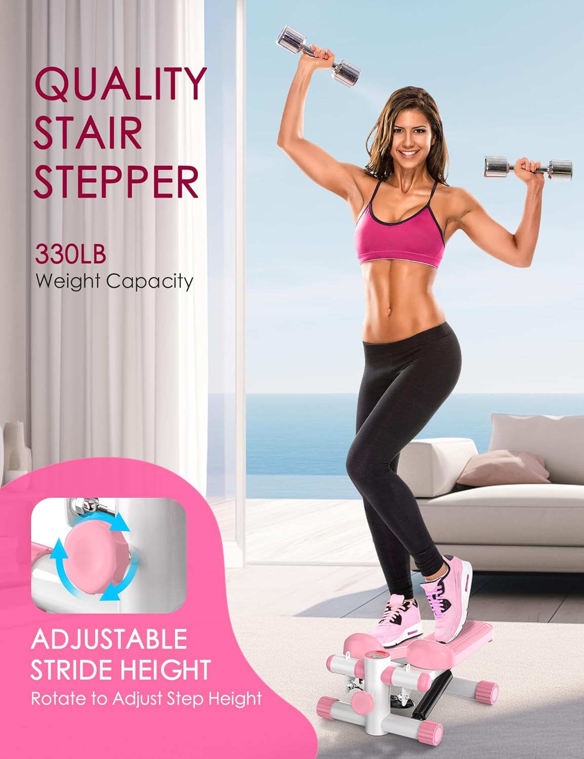 1760999031_Steppers-for-Exercise-at-Home-KitGody-Mini-Stepper-with-Resistance-Bands-Portable-Stair-Stepper-for-Home-330LBS-Capacity-Adjustable-Height-Fitness-Stepper-Machine.jpg Steppers for Exercise at Home, KitGody Mini Stepper with Resistance Bands, Portable Stair Stepper for Home 330LBS Capacity, Adjustable Height Fitness Stepper Machine - Image 4