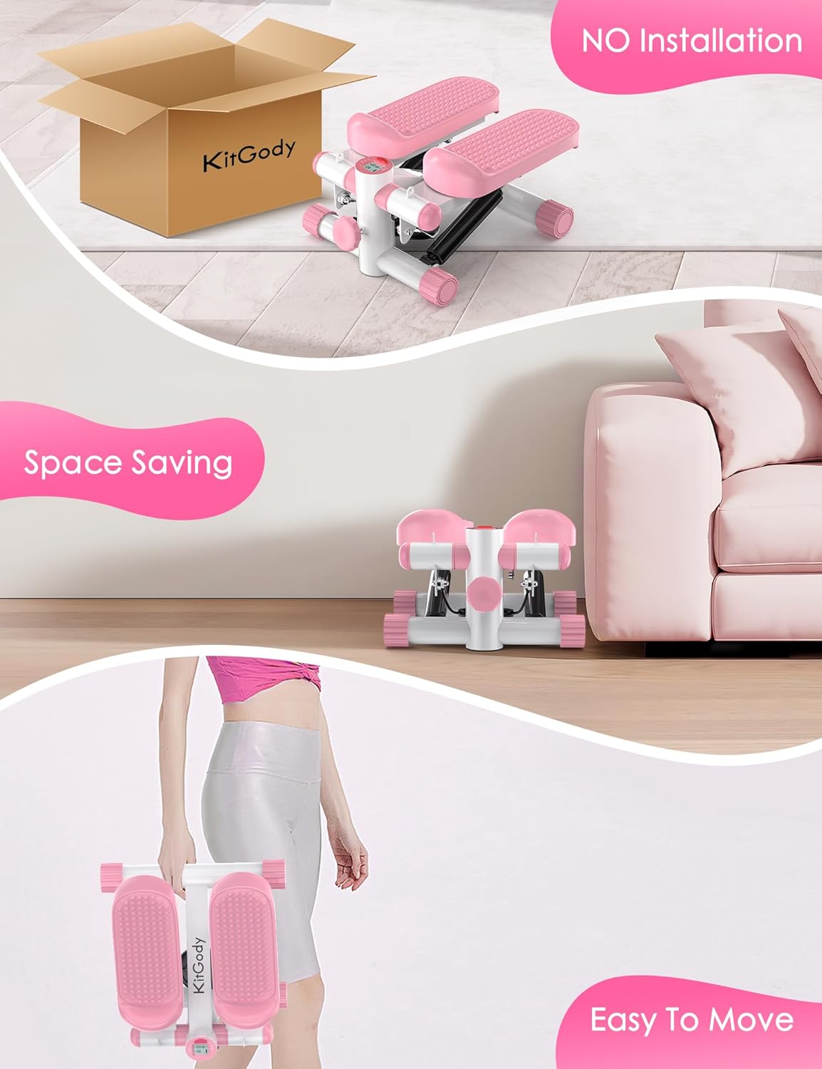 1760999034_Steppers-for-Exercise-at-Home-KitGody-Mini-Stepper-with-Resistance-Bands-Portable-Stair-Stepper-for-Home-330LBS-Capacity-Adjustable-Height-Fitness-Stepper-Machine.jpg Steppers for Exercise at Home, KitGody Mini Stepper with Resistance Bands, Portable Stair Stepper for Home 330LBS Capacity, Adjustable Height Fitness Stepper Machine - Image 6